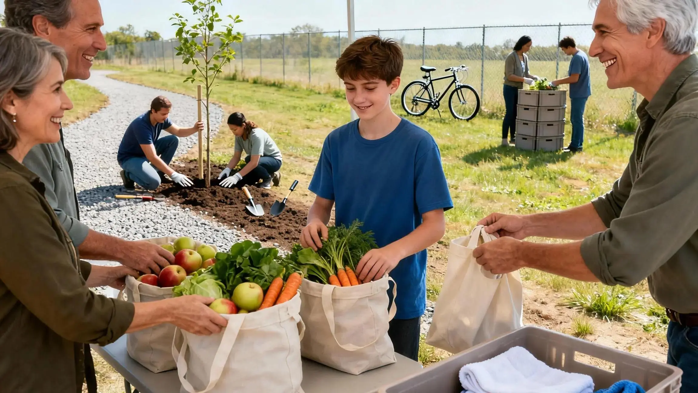 Find volunteer opportunities for community impact: diverse volunteers collaborating at a local service event